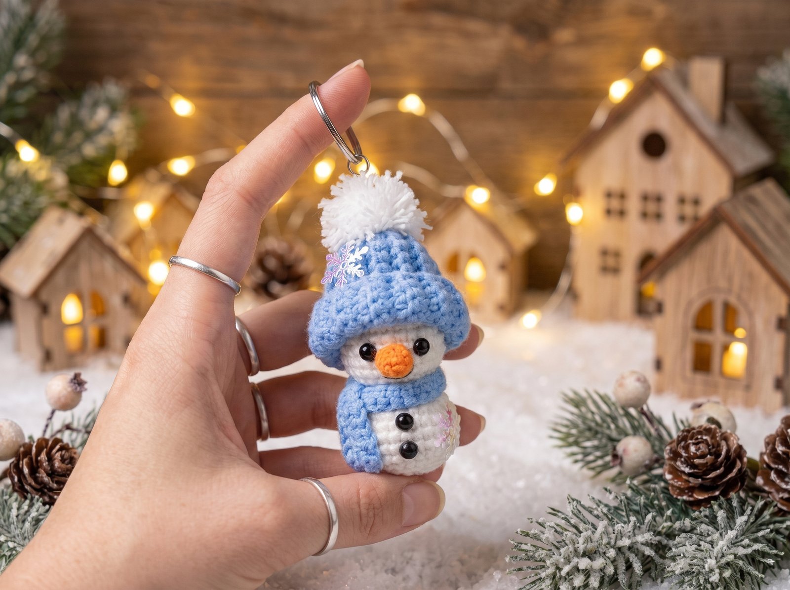 Crochet Snowman Keychain Pattern