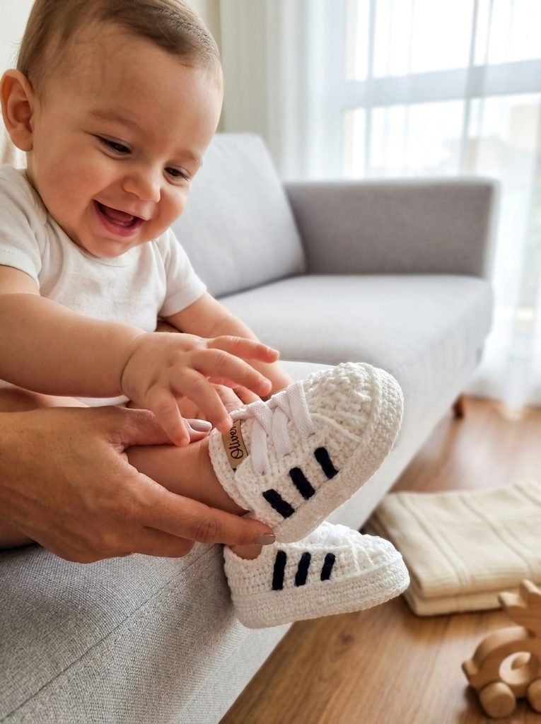 Crochet Adidas-Style Baby Sneakers