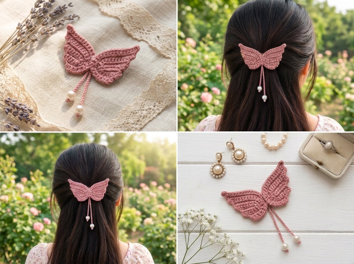 Crochet Angel Wings Hair Clip Pattern