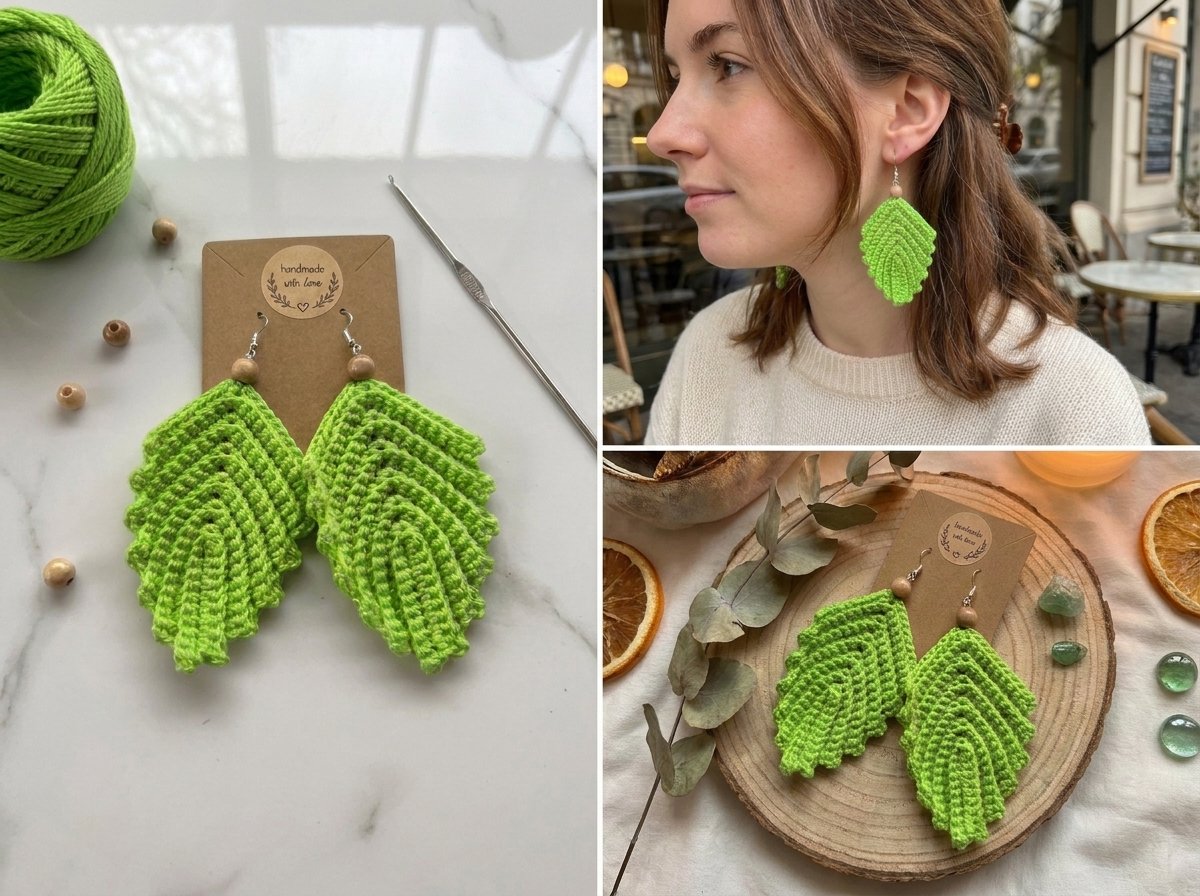 Easy Crochet Leaf Earrings Pattern