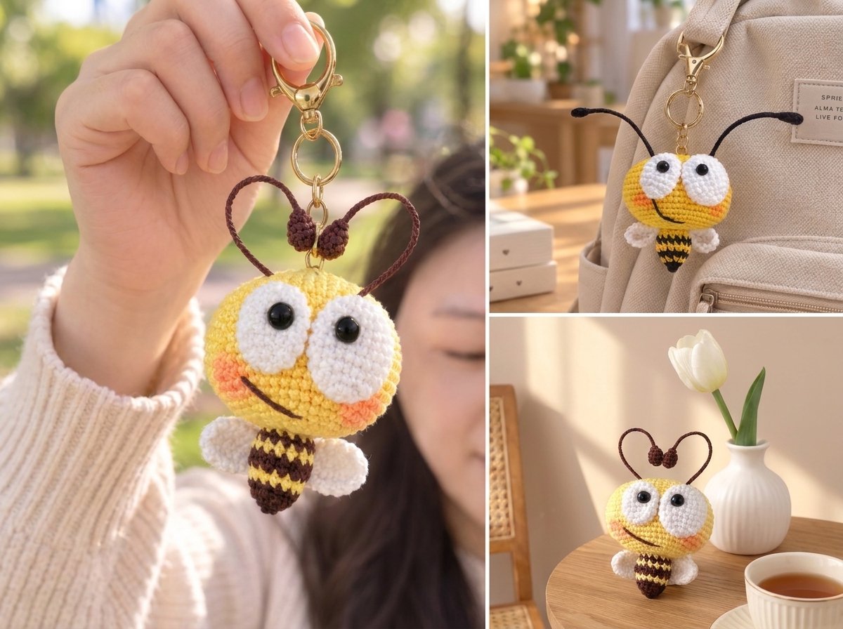 Little Bee Crochet Keychain Pattern